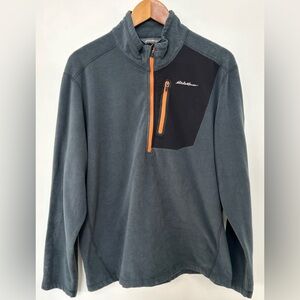 Eddie Bauer First Ascent 1/4 Zip Fleece Men’s Large Gray Orange